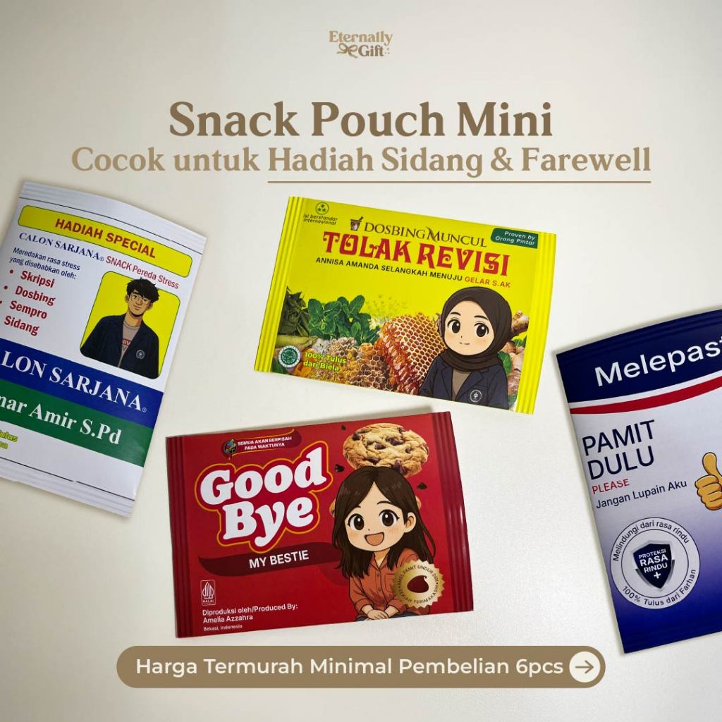 SNACK POUCH MINI CUSTOM | RESIGN | SIDANG | WISUDA | HAMPERS | GIFT/SOUVENIR