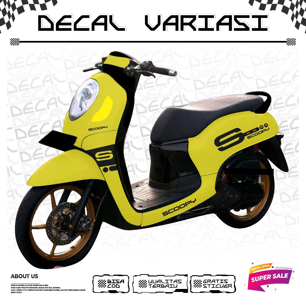 DECAL STICKER VARIASI LAMINASY DECAL FULL BODY STRIP MOTIF SIMPLE SCOOPY