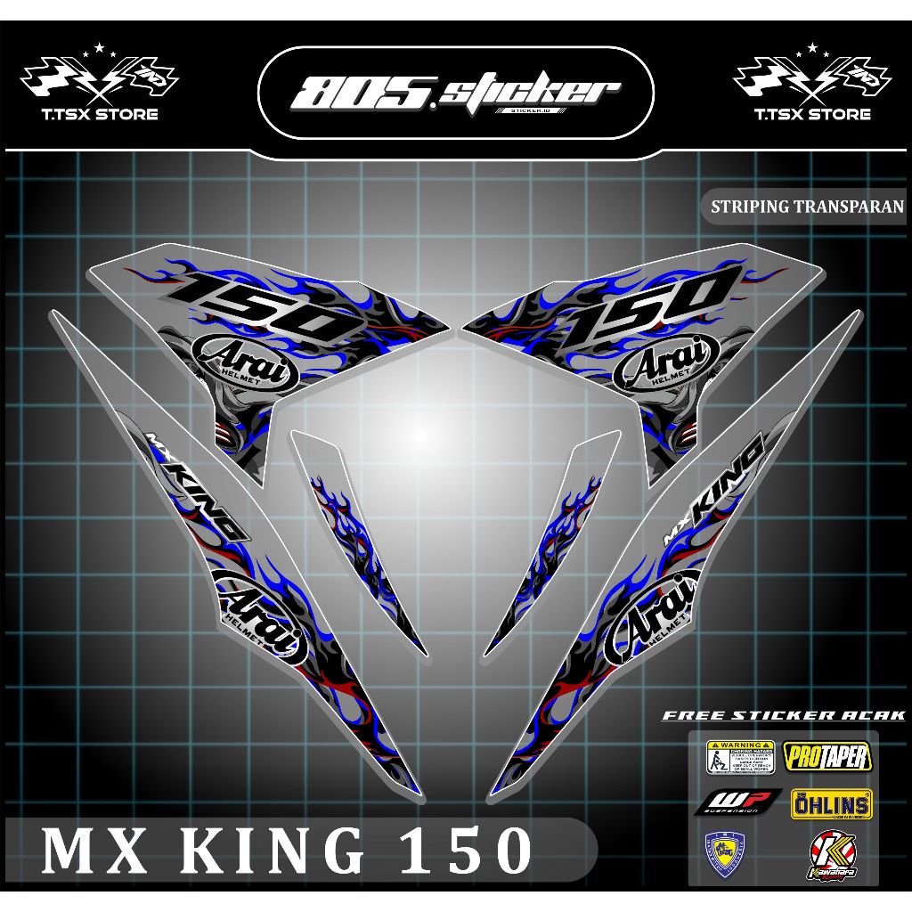 STRIPING TRANSPARAN JUPITER MX KING/STIKER VARIASI MX KING 150/STRIPING MX KING MOTIF API ARAI KEREN