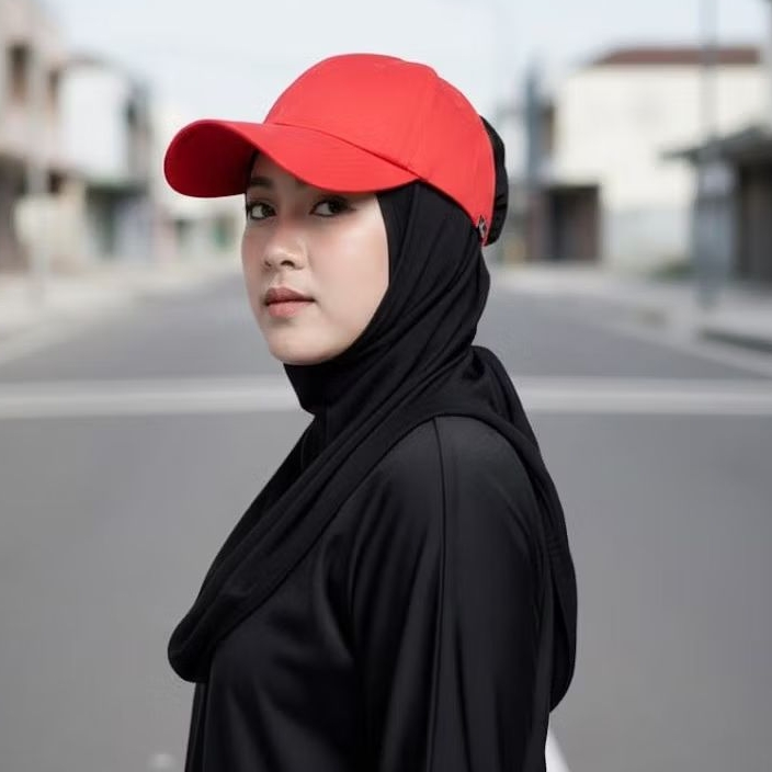 COD - Topi Baseball Wanita - Topi Olahraga Outdoor Wanita Hijab Merah Terkini
