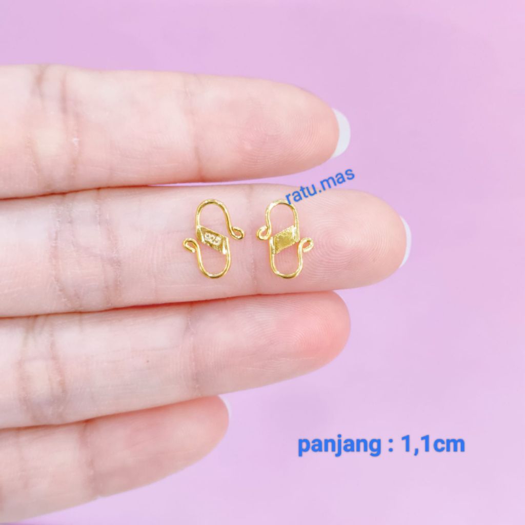 Kaitan S/kokot Perak Asli 925 Lapis Emas