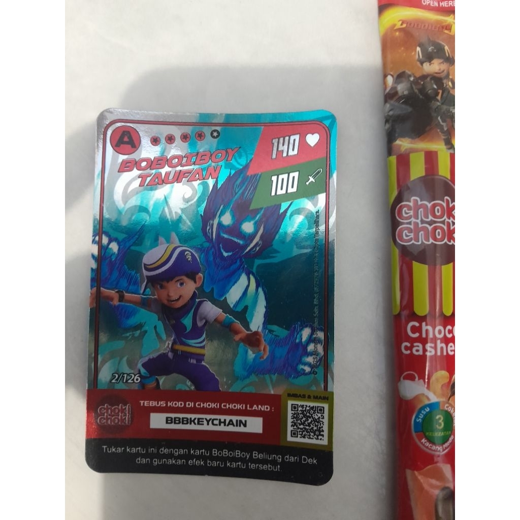 kartu boboiboy taufan A Gold + Choki choki boboi Asli