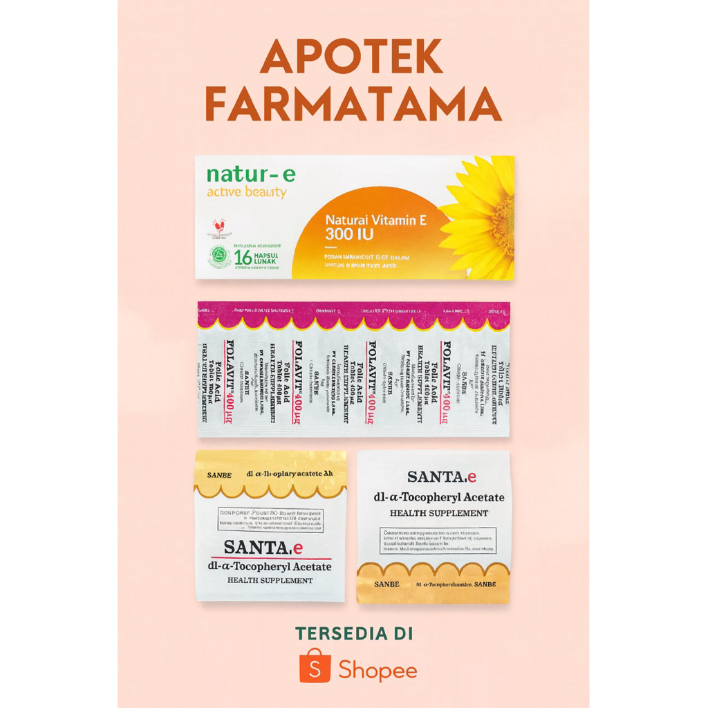 Paket Promil Natur-E 300 IU + Folavit 400 mg + Santa E– Suplemen Harian