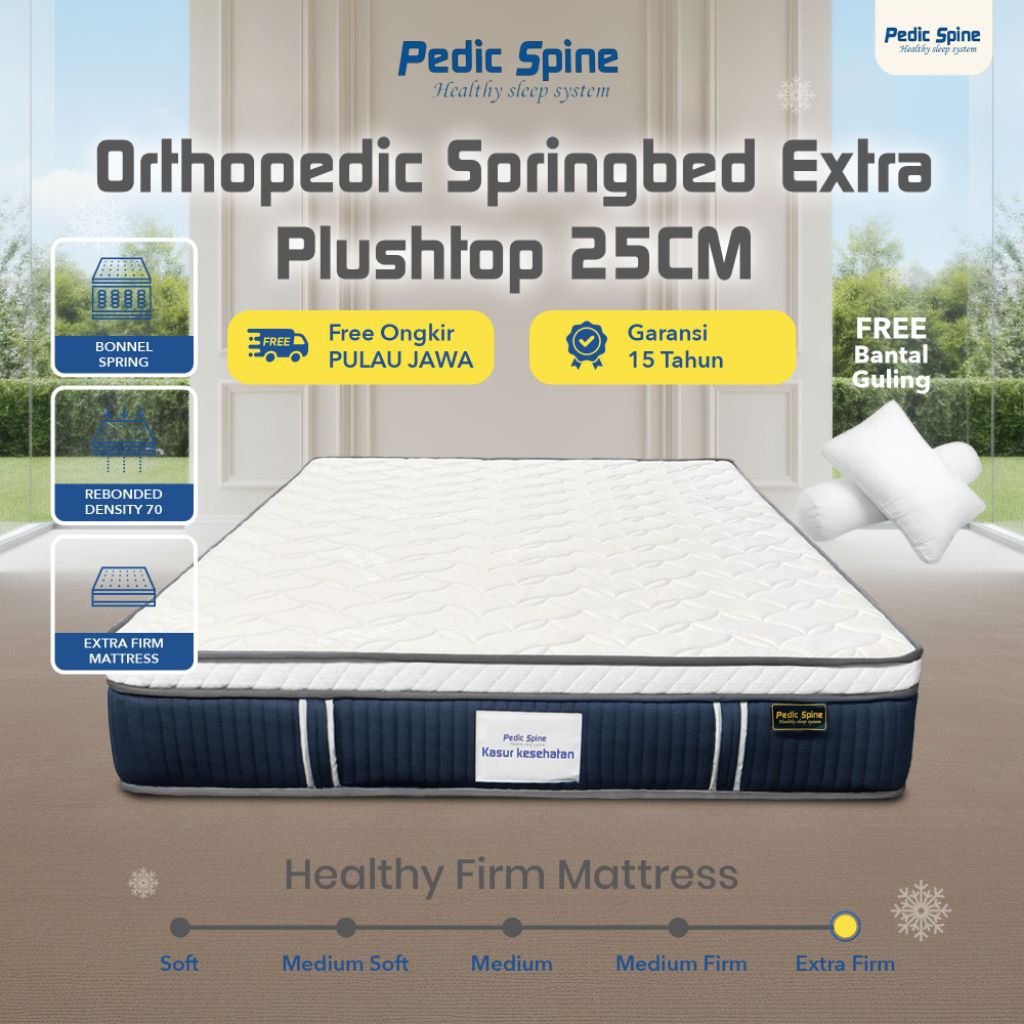 Pedic Spine Springbed Orthopedic Plushtop 25cm Extra Firm | Premium Springbed Kesehatan Tulang Belak