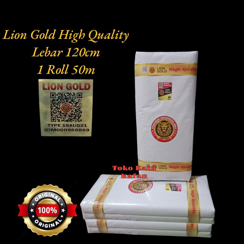Kain Kafan Lion Gold Lebar 120cm x panjang 50m - Kain kafan super tebal - Grosir kain kafan - toko k