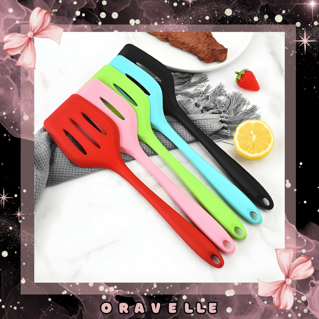 ORAVELLE | Spatula Silikon Lubang Tahan Panas / Spatula Silikon Anti Lengket / Spatula Silikon Food 