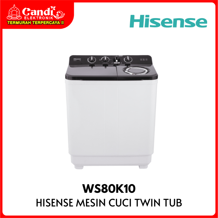 HISENSE Mesin Cuci 2 Tabung 8 Kg Magic Filter WS80K10