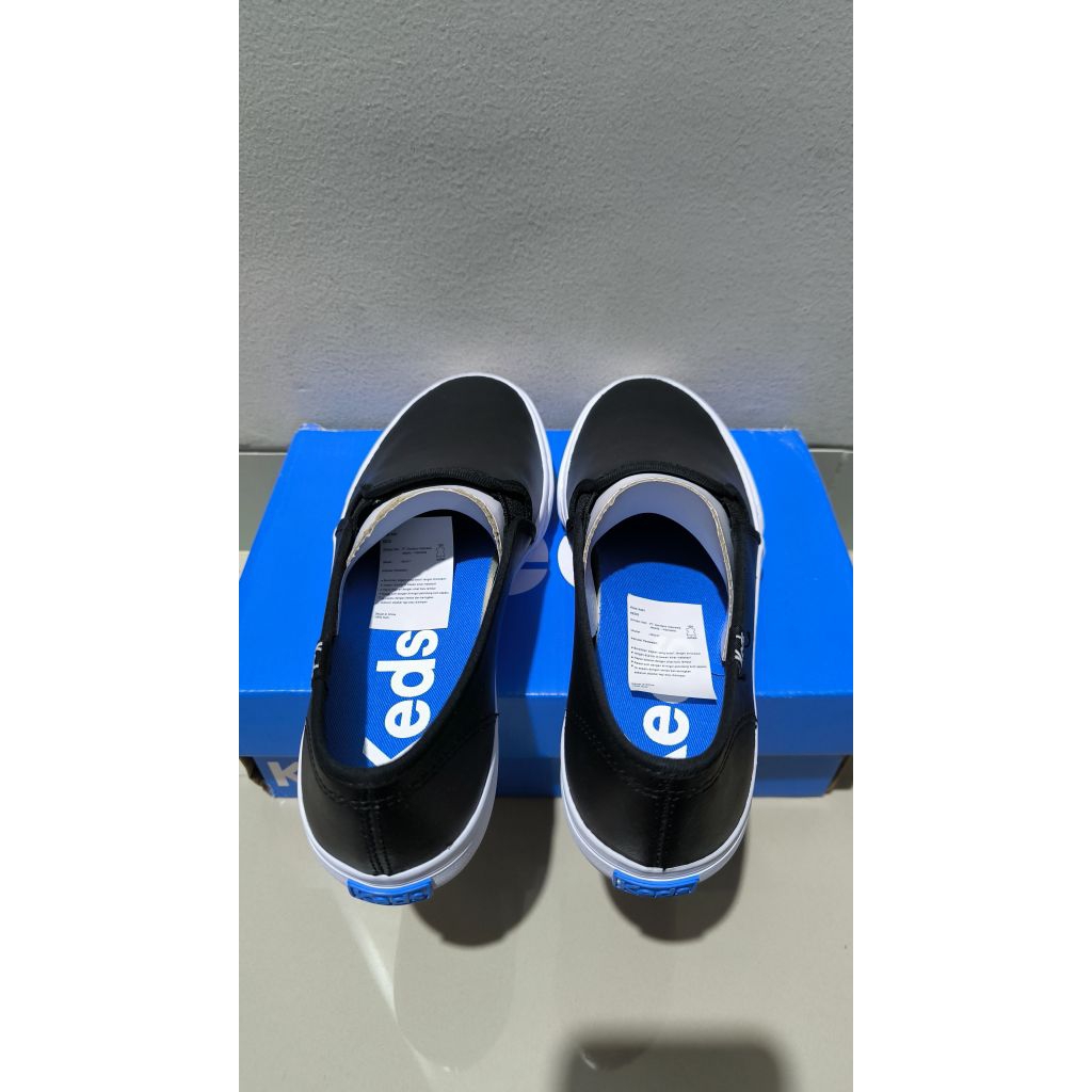 KEDS DOUBLE DECKER LEATHER BLACK (Sneakers Wanita)