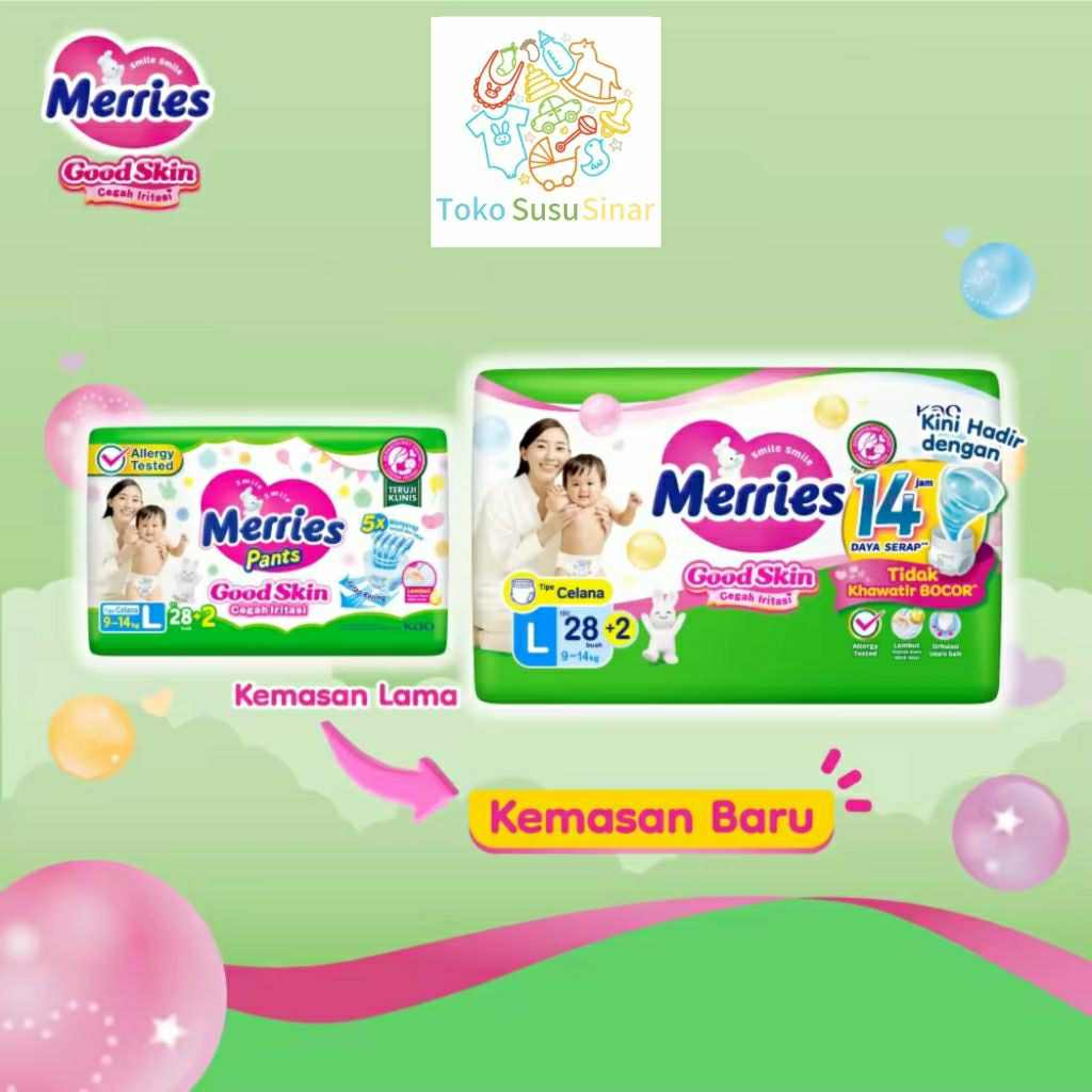 Merries Pants Good Skin 1 Karton 4 Ball NBS40 M32 L28 XL26 XXL28 M48 L42 XL38 - Pampers Shop8