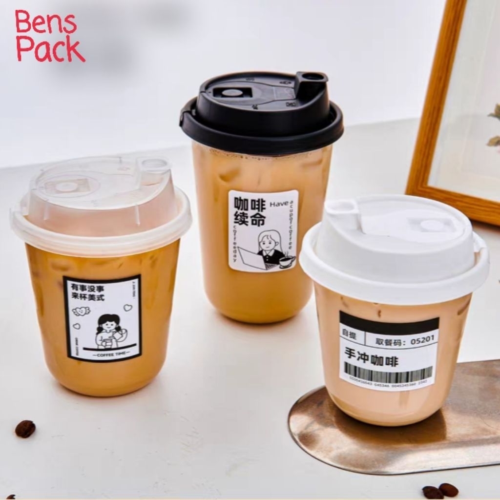 [25 Pcs] Gelas PP Injection 400ml / Cup PP / Gelas Plastik Tutup Plastik