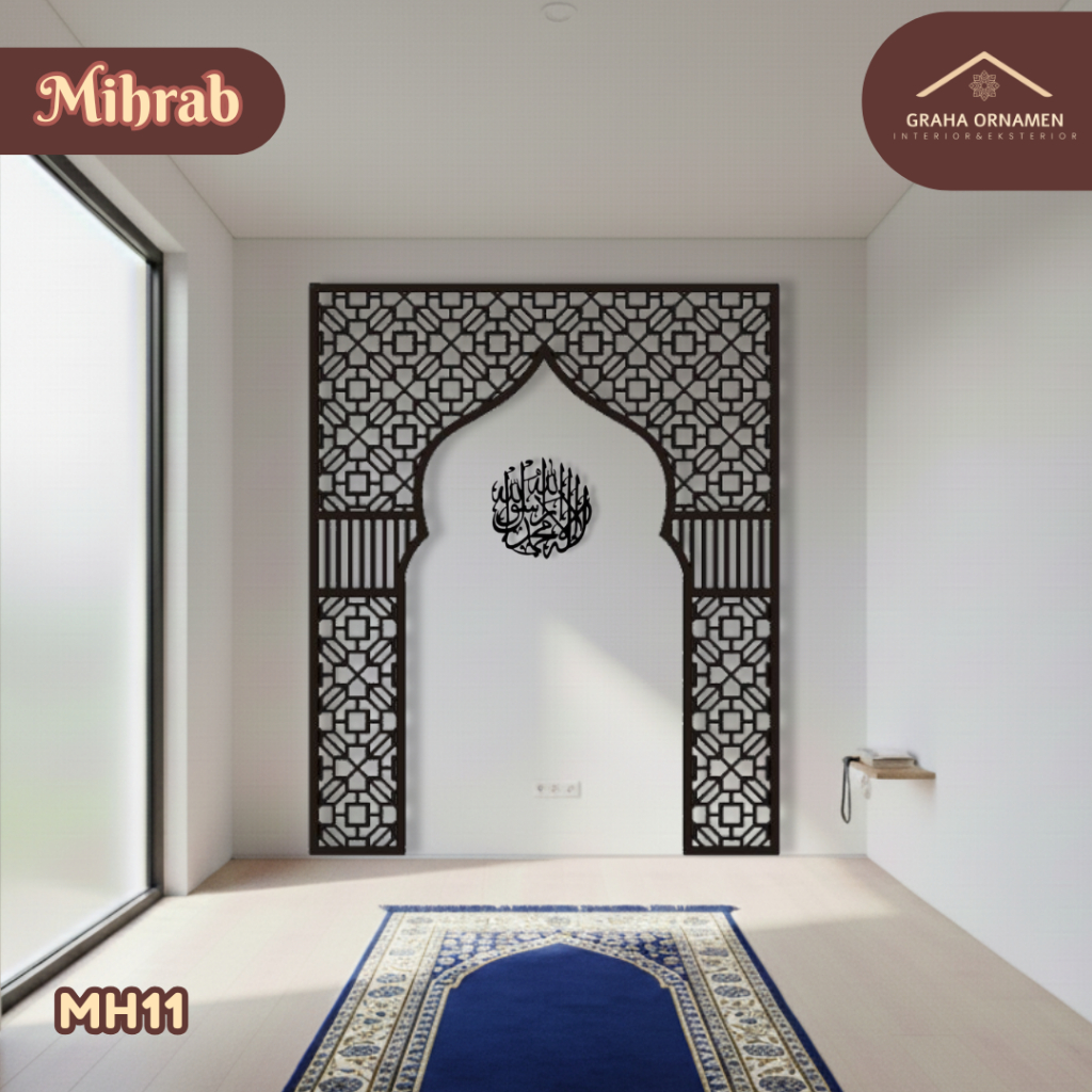 Mihrab Mushola Rumah Minimalis Mihrab 3D Bahan PVC Board Dekorasi Ruang Sholat Aesthetic Elegan