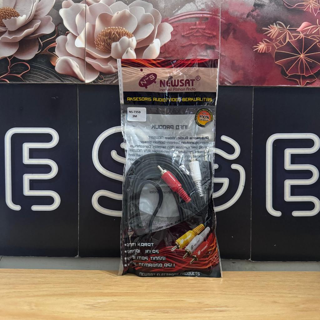 ORIGINAL KABEL AUDIO 3 METER 1-2 JACK NS-753B 3M KABEL RCA 2IN1 AUDIO KABEL AUX