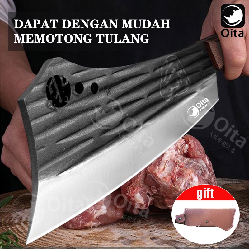Oita Original Jepang Super Tajam  Stainless Pisau Dapur Kapak Potong Tulang Professional Chef Knife