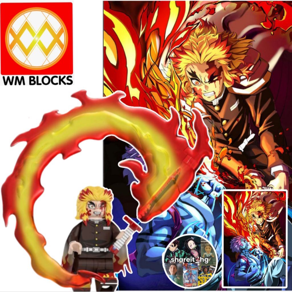 WM Blocks Demon Slayer Mugen Train, Rengoku Hashira Api