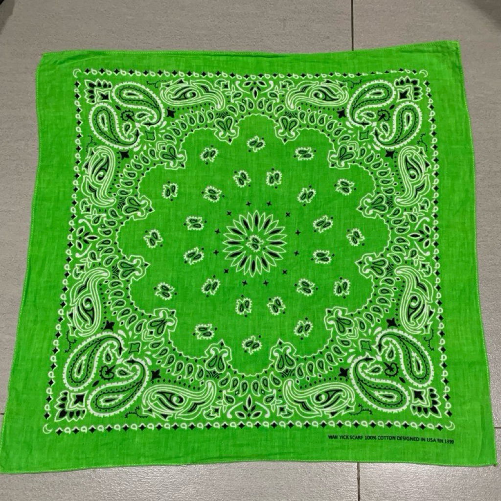 Bandana Paisley Pure Green Made in USA Very Soft Cotton Import