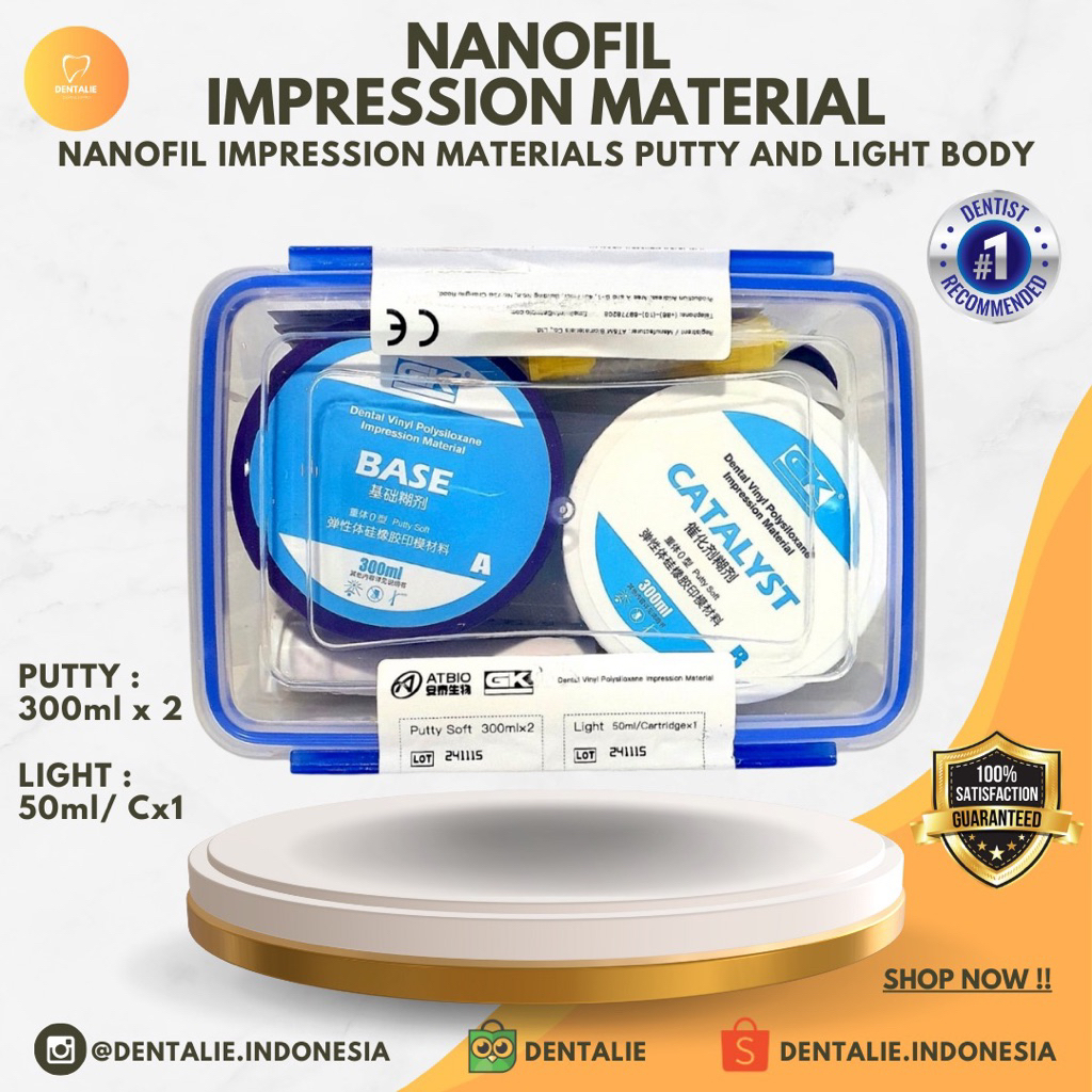 Nanofil Double Imression Putty Light Body Dental Bahan cetak Gigi prosthodontic - Putty + Light Body