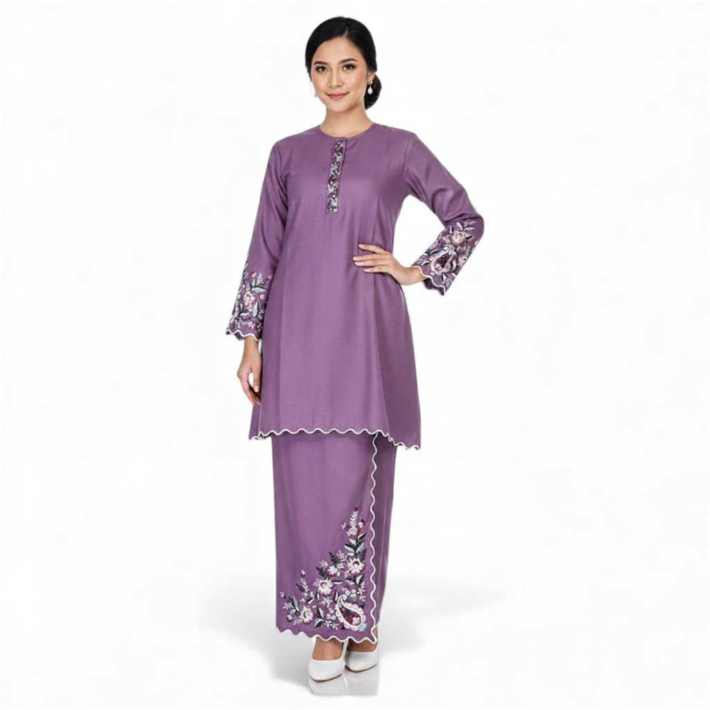 Juleashop One Set Rayana Bordir Kurung Melayu Stelan Rok Muslim Wanita Katun Toyobo Premium
