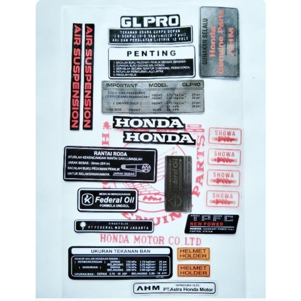 stiker detail Honda gl pro stiker peringatan penting stiker untuk Honda gl pro gl max