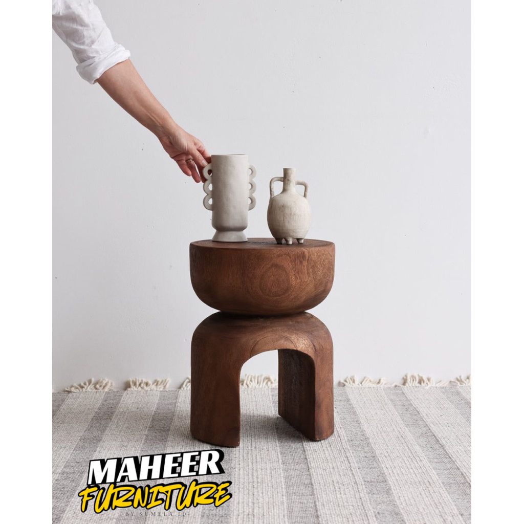MEJA STOOL MINIMALIS KAYU UTUH SOLID