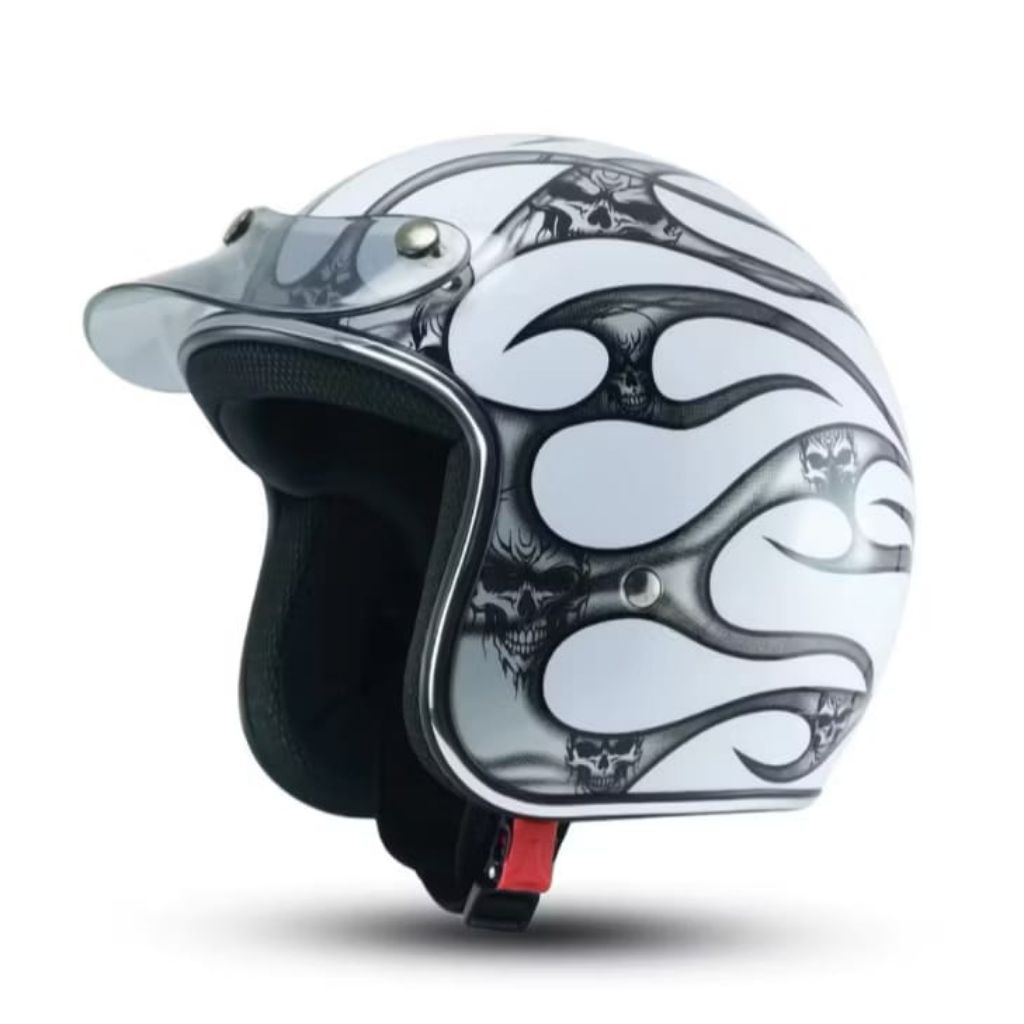 Helm Bogo Api Vintage List Chrome SNI Helm Retro Motif Api