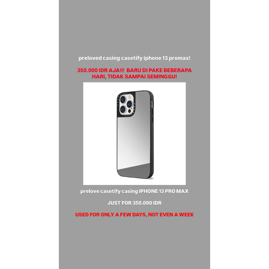 PRELOVED CASETIFY CASING MIRROR IPHONE 13 PROMAX