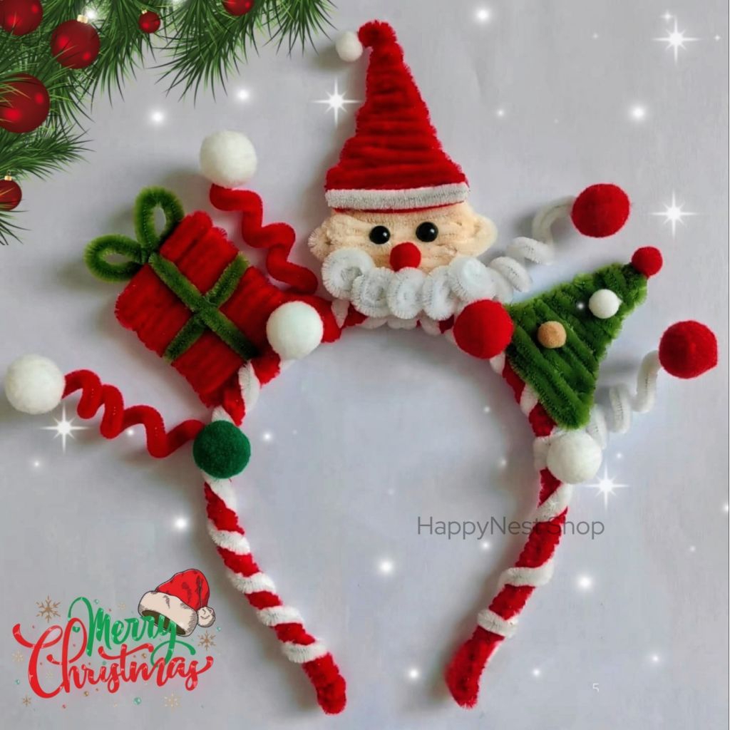 Bando Natal Merry Christmas Headband Natal Terbaru Anak Dewasa Wanita Aksesoris Tahun Baru