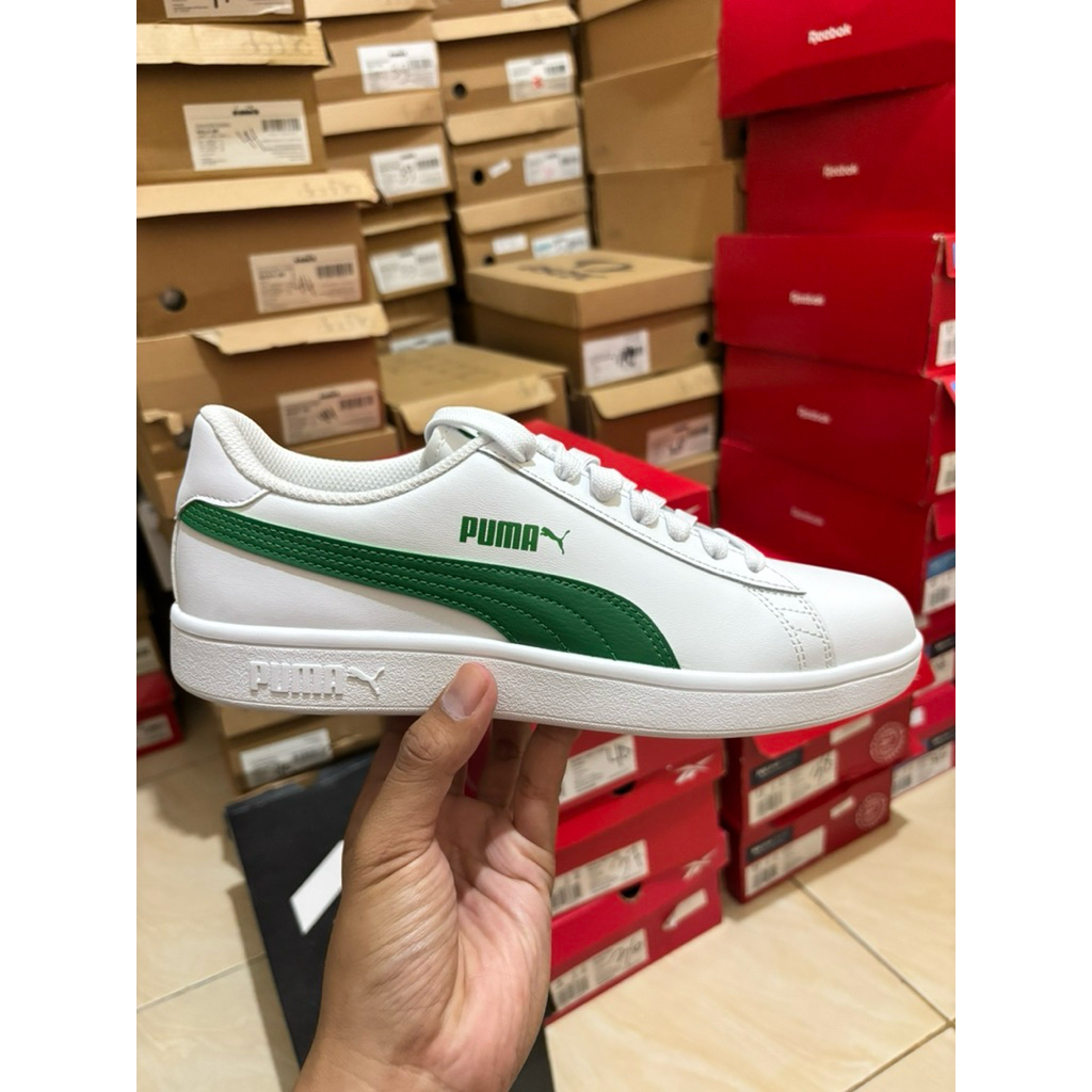 Sepatu Puma Smash v2 L White Amazon Green