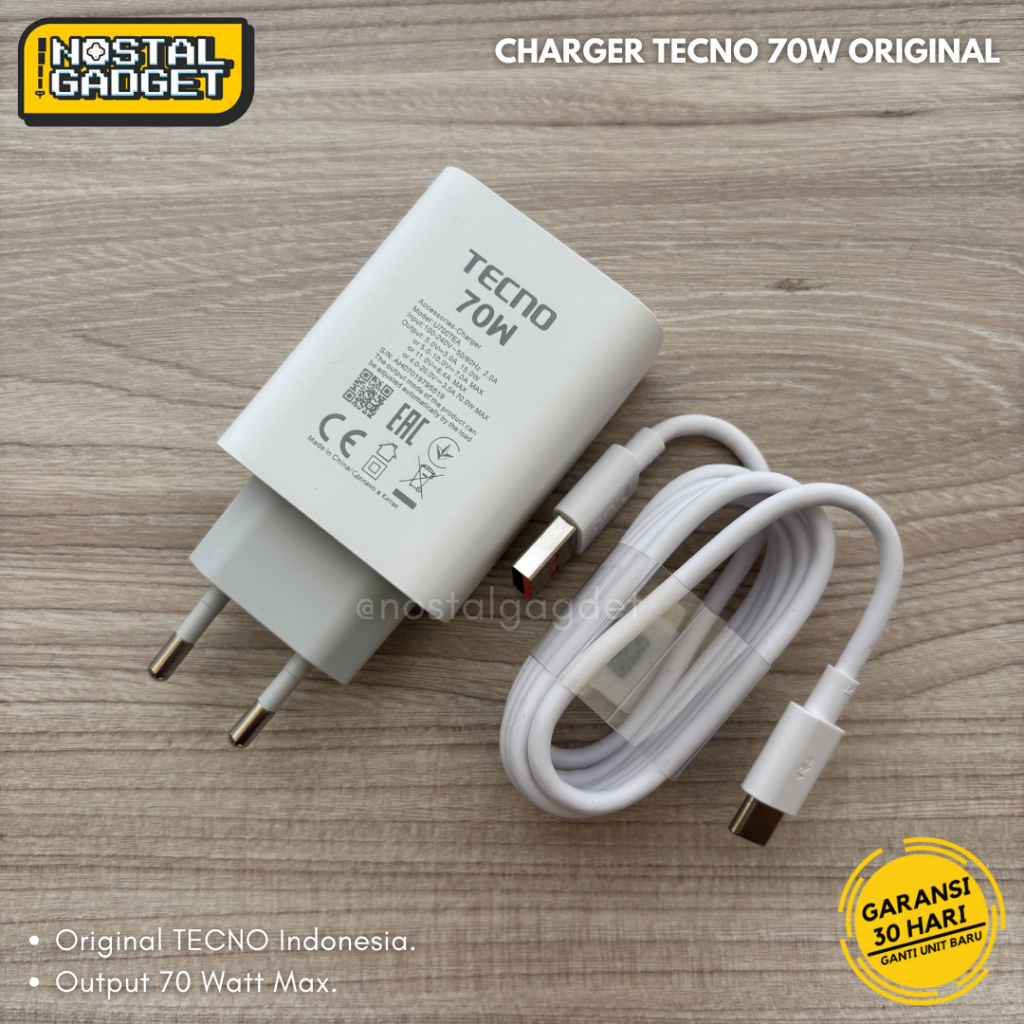 Charger TECNO 70W POVA 6 PRO 5G | POVA 7 ULTRA 5G Fast Charging Original Copotan