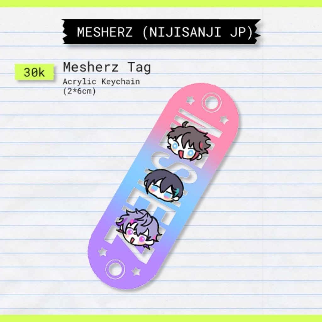 Gantungan Kunci Akrilik Vtuber NijisanjiJP MESHERZ (Fuwa Minato, Fuwagusa Akina, Mayuzumi Kai)