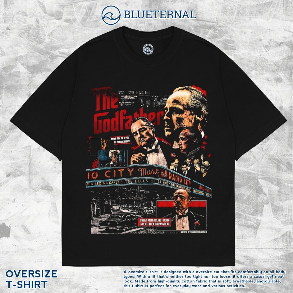 KAOS BAJU THE GODFATHER | KAOS OVERSIZE HITAM | BAJU REGULAR HITAM | KAOS UNISEX PREMIUM COTTON COMB