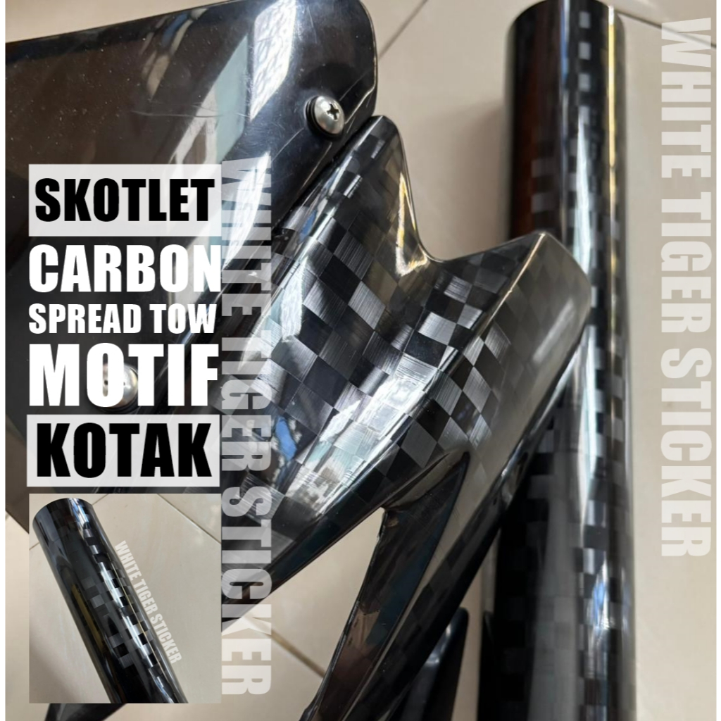 SKOTLET STIKER MOTOR CARBON SPREAD TOW 8D CARBON MOTIF KOTAK SKOTLET CARBON RUBIK SKOTLET CARBON
