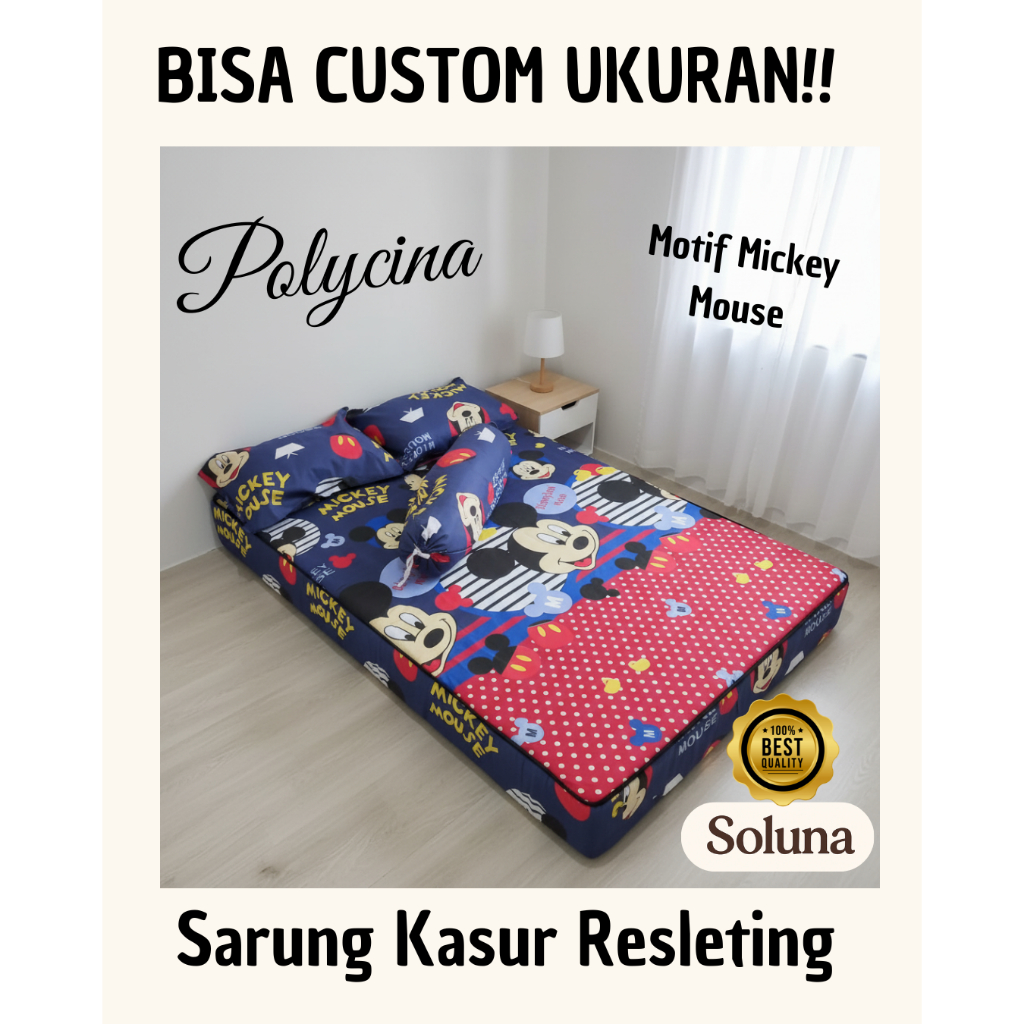 Sarung Kasur Busa/dakron resleting uk 70 x 170/180/200 x 15/20, BISA REQUEST UKURAN!!