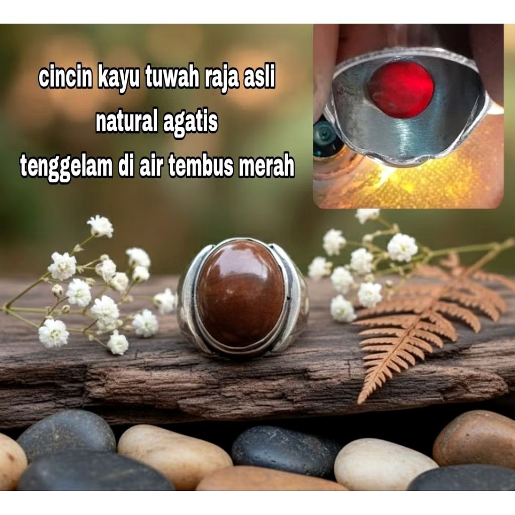 cincin akik kayu raja ring monel tanam clasic