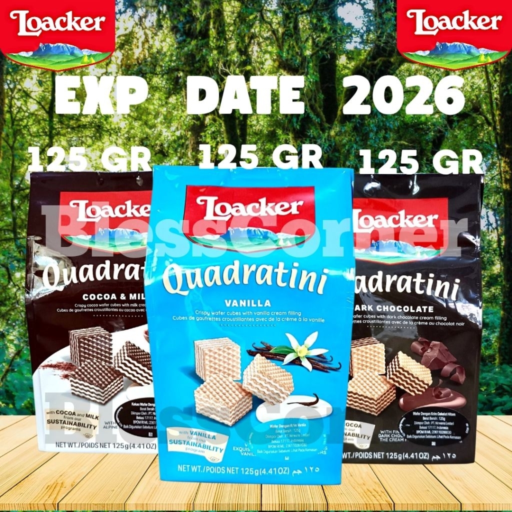 Loacker Wafer Quadratini Chocolate Napolitaner Hazelnut Vanilla Matcha Cheese Darkchocolate Cocoa&Mi