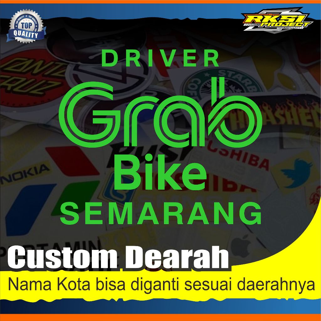 Sticker Cutting Driver Grab Bike Custom Daerah