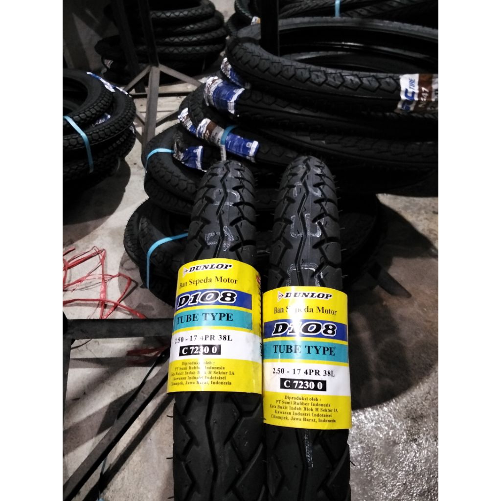 BAN LUAR 250 RING 17 DUNLOP D108 (pakai Ban  Dalam)