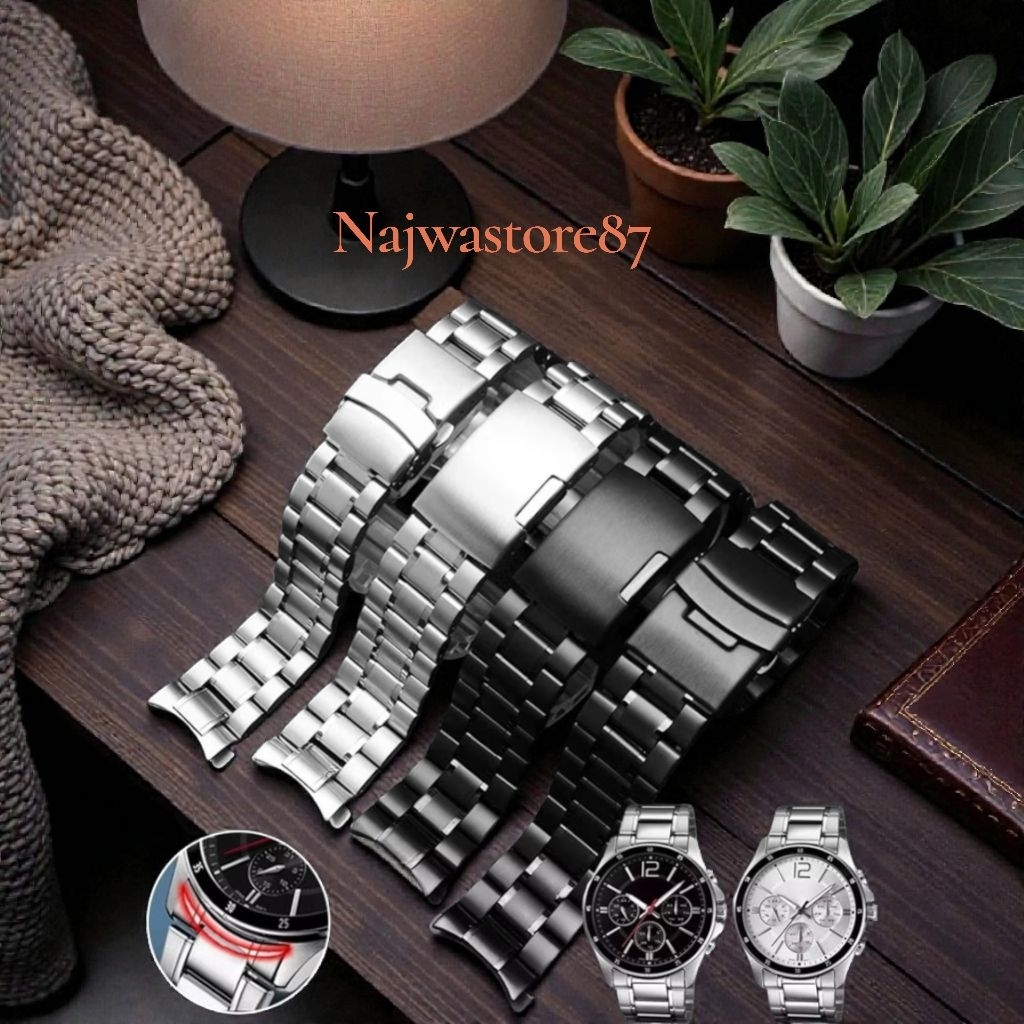 strap tali jam rantai stainless stell ukuran 22mm 24mm 26mm
