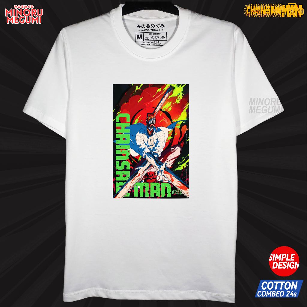 [Minoru Megumi] Kaos T-Shirt Anime CHAINSAWMAN Movie REZE Arc - Kaos Waifu - Kaos Chainsawman