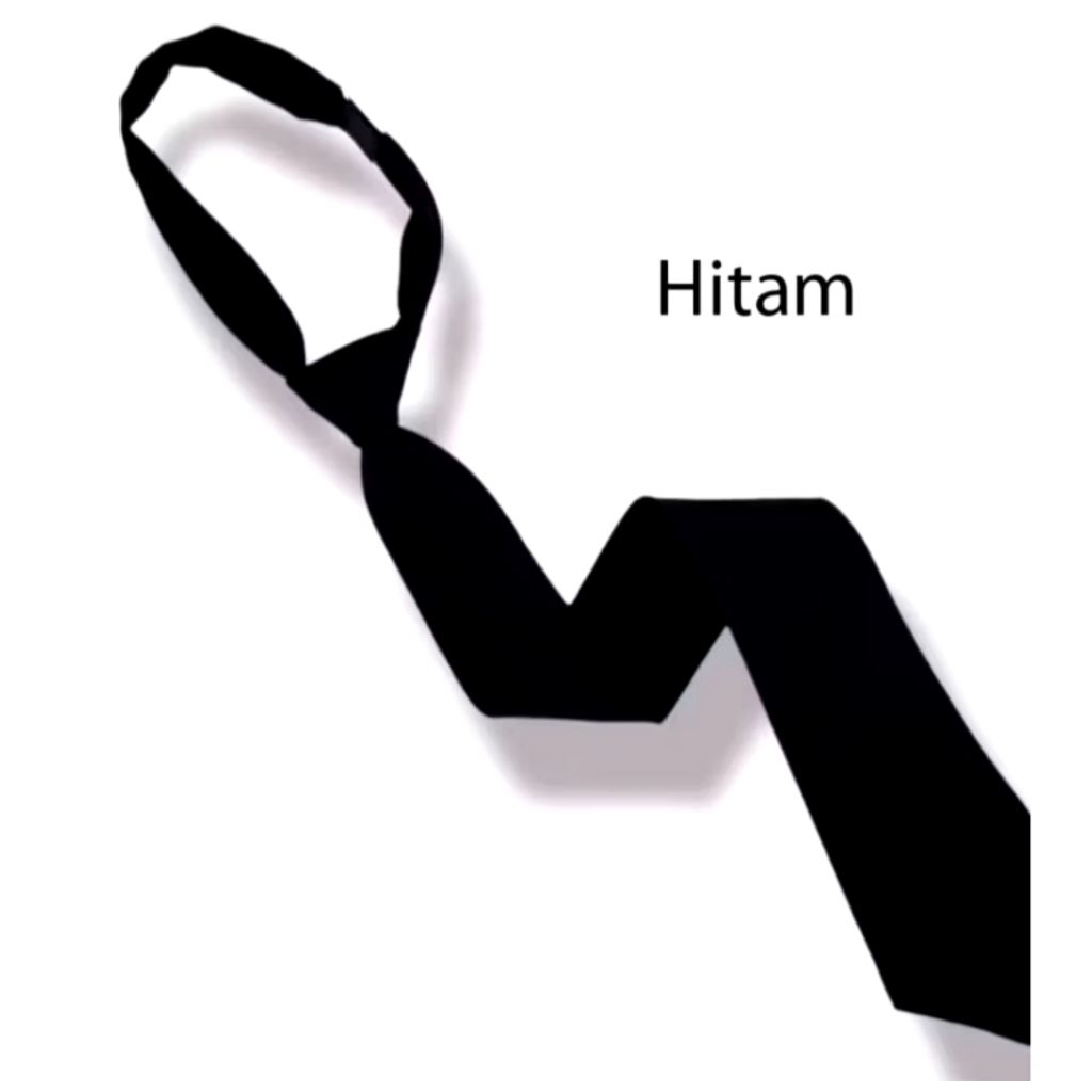 Dasi Hitam Polos Panjang 110cm Murah Sekolah  Dasi Hitam Instant Formal Polos Langsung Pakai Unisex 