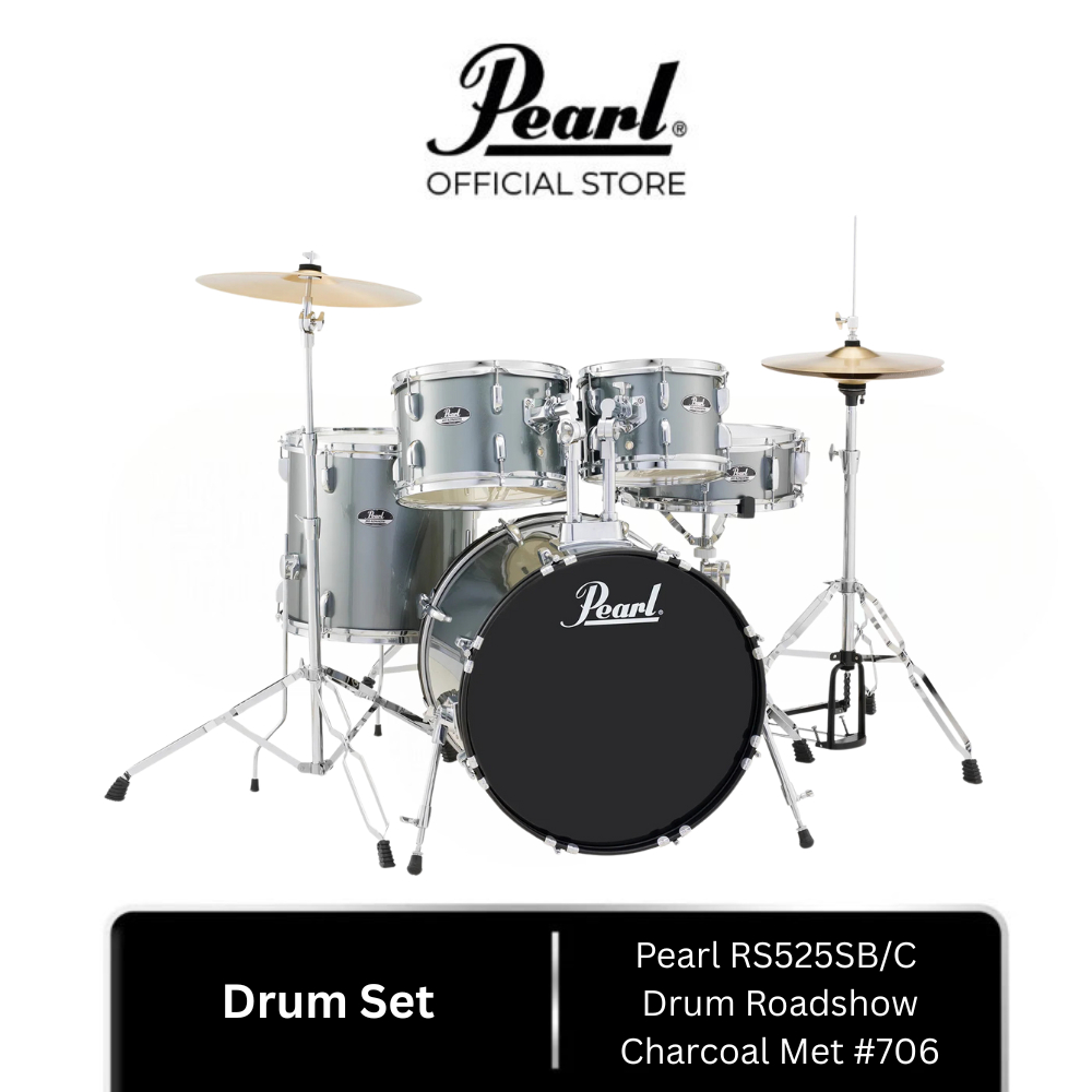 Pearl RS525SB/C ROADSHOW Series 5 Pieces Drum Set Charcoal Met #706 | Drum Set Akustik
