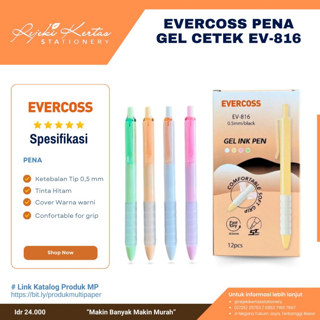Evercoss Pena Gel Cetek EV-816 - 1 Pack Isi 12