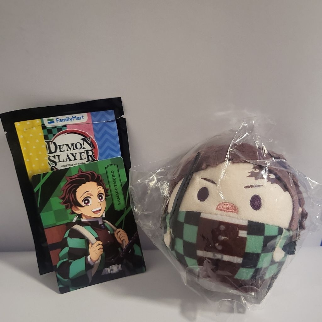 New - Kimetsu No Yaiba Demon Slayer Tanjiro Plush Boneka Fuwa Fuwakororin & Photocard