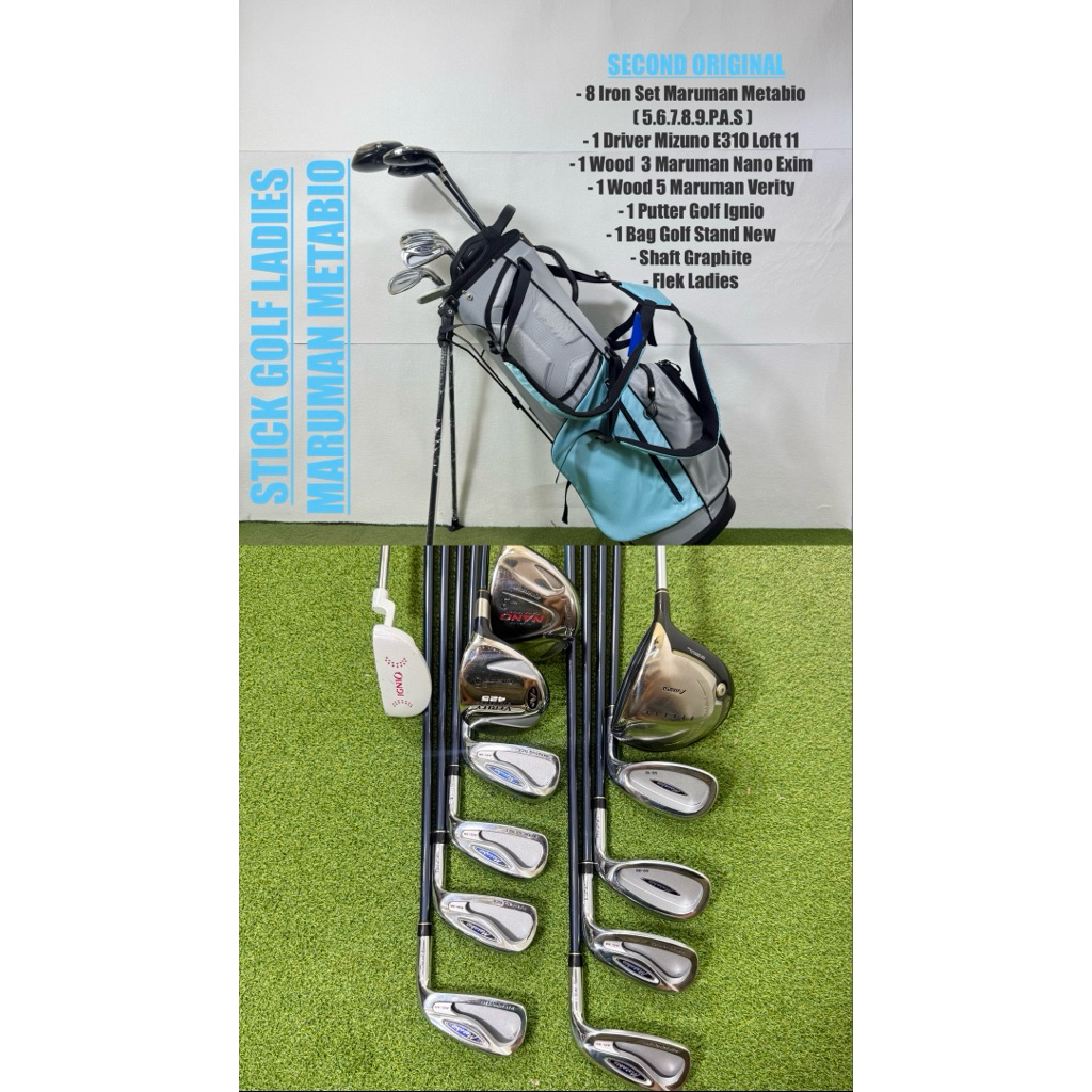 Set Stick Golf Ladies Maruman Metabio Set Second Original