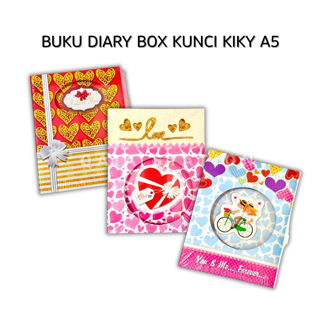 Buku Diary Box Kunci Kiky A5 – Motif Love / Buku Catatan Hadiah Lucu