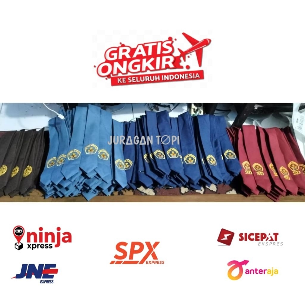 Dasi SD SMP SMA SMK PRAMUKA HITAM POLOS dasi sekolah logo bordir panjang 110cm grosir harga lebih mu