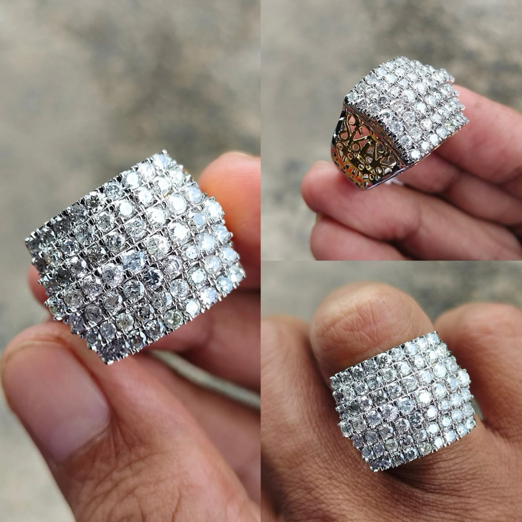 cincin perak berlian motif tangga presiden