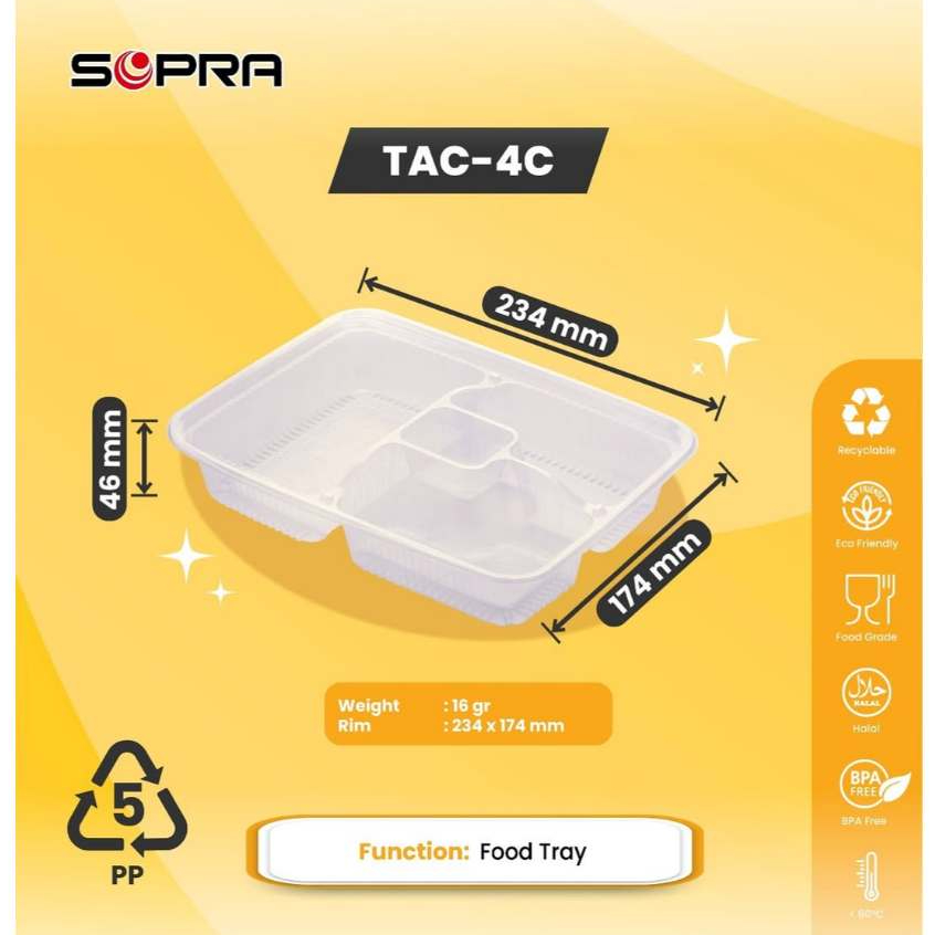 Mika Bento Premium Sekat 4 Katering / Wadah Mika Catering Kotak Nasi