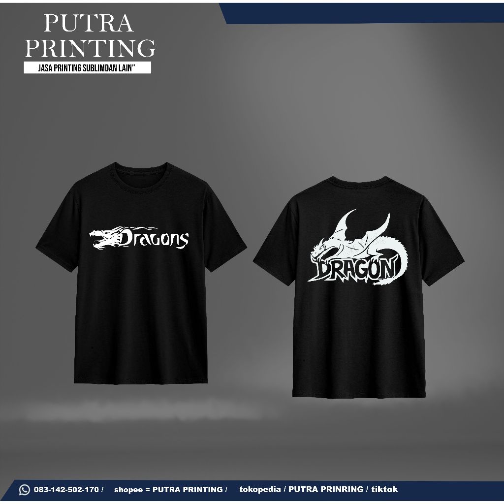 Kaos Distro Pria wanita  Premium tshirt Logo naga kaos naga/dragon