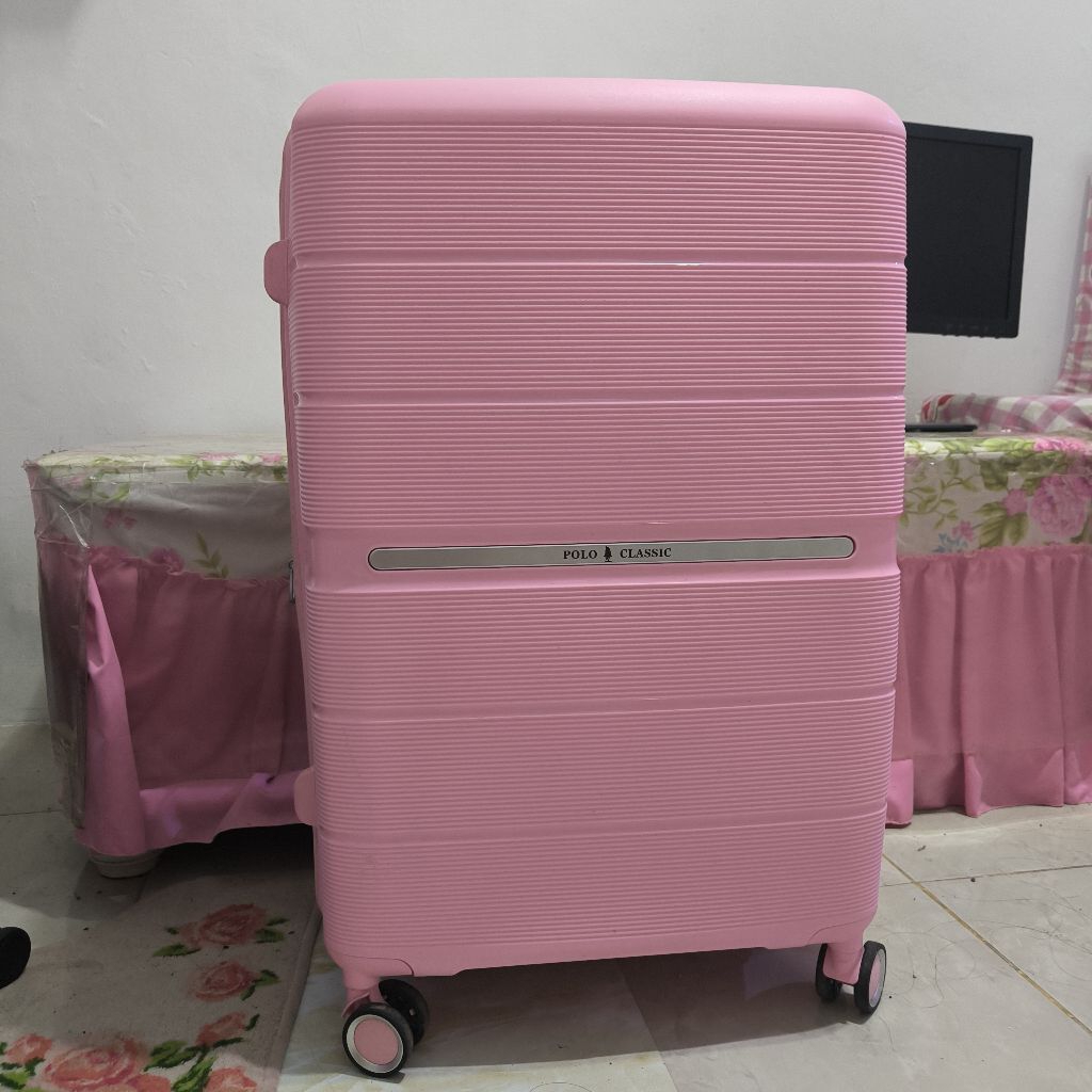 Koper polo classic 28" 28 inch baby pink rose gold hardcase hard case fiber tas travel travelling be