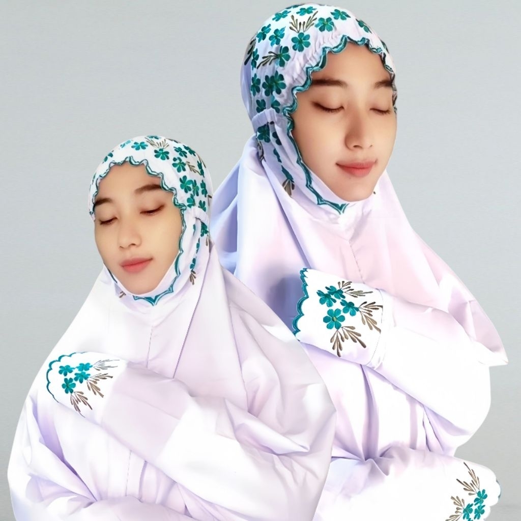 Mukena Lajuran Bodir Bunga Rambat | Katun Mikro Premium Hitam | Elegan & Mewah untuk Ibadah